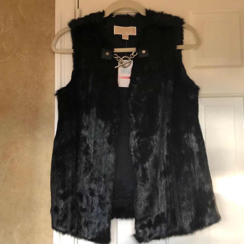 Michael Kors Black Faux Fur Vest